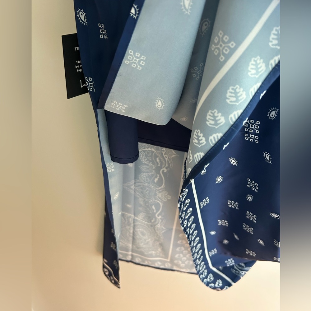 NWT Lulus Calypso Blue Banadana Print Satin Midi Skirt - Picture 9 of 9